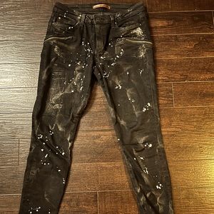 Splatter paint mid rise black jeans